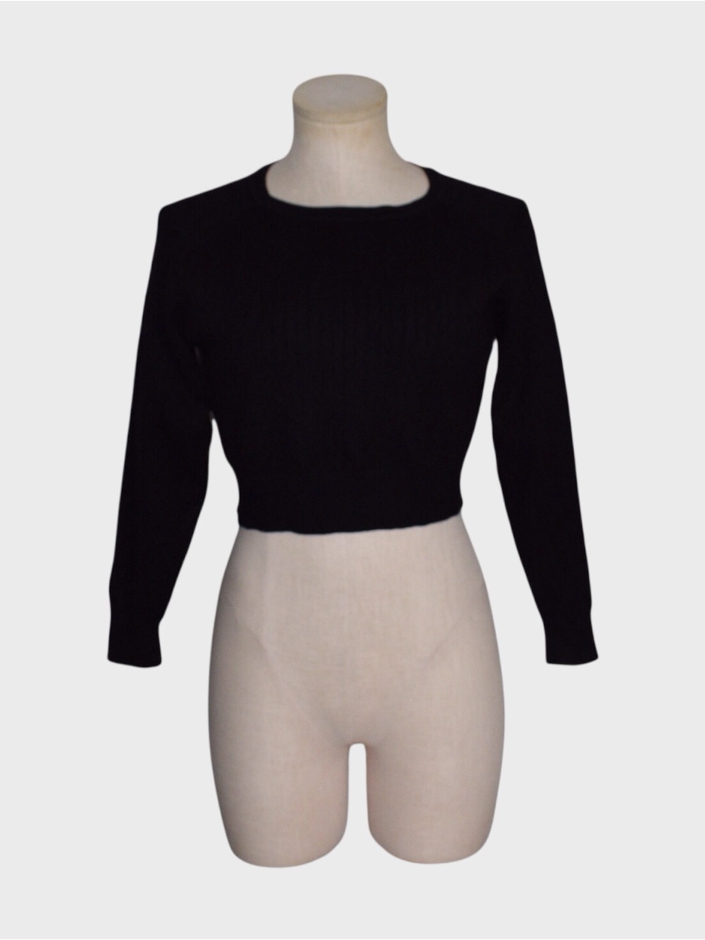 Love Sense Black Cable Knit Cropped Sweater